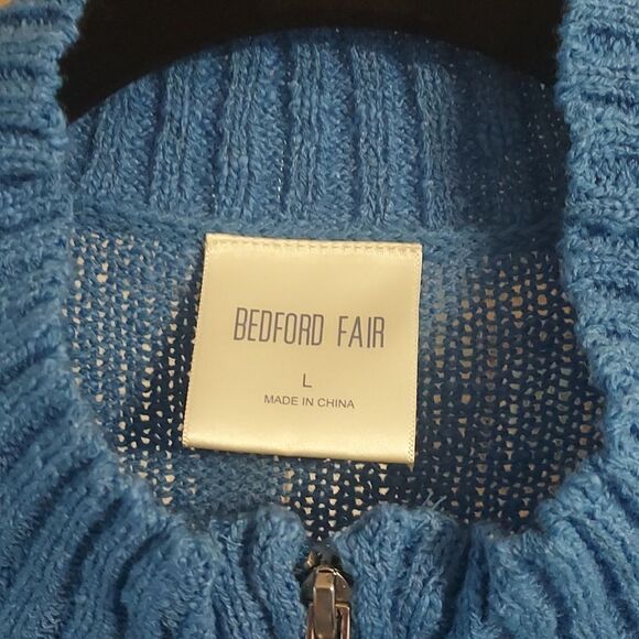 Bedford Fair Full Zip mock turtleneck sweater jacket NWOT Large - Picture 2 of 5